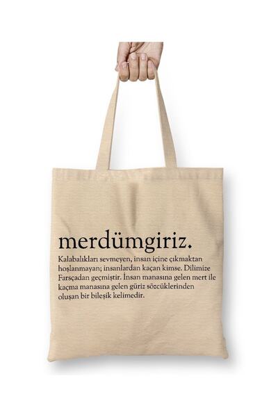 Baskı Dükkanı Geantă din pânză Merdümgiriz Word cu mâner lung