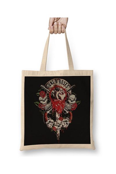 Baskı Dükkanı Guns.n.roses υφασμάτινη τσάντα με μακριά λαβή