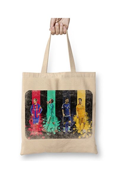 Baskı Dükkanı حقيبة ميسي القماشية بيد طويلة