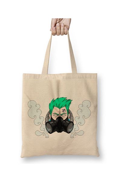 Baskı Dükkanı Υφασμάτινη τσάντα Fantasy Gas Mask με μακριά λαβή
