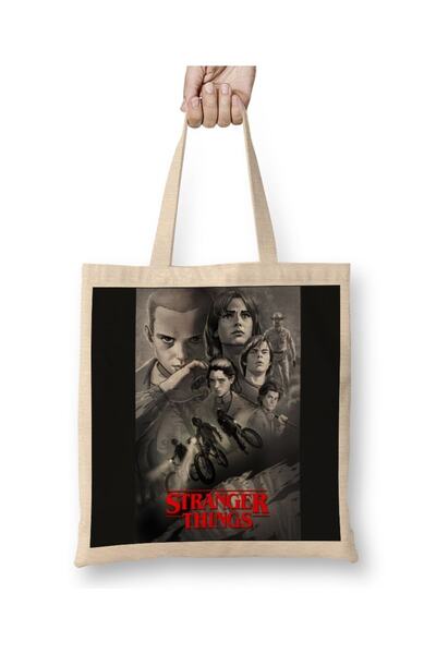 Baskı Dükkanı Stranger Things crna tkanina Torba duga Sa ručkom