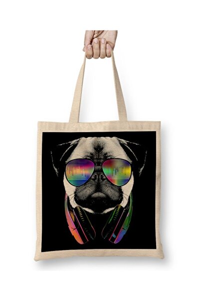 Baskı Dükkanı Muzika Pug Muzikalni Pug Pas Pelena Torba Dugačka Sa ručkom