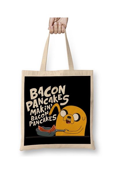 Baskı Dükkanı Geantă din pânză Adventure Time Bacon Pancakes cu mâner lung