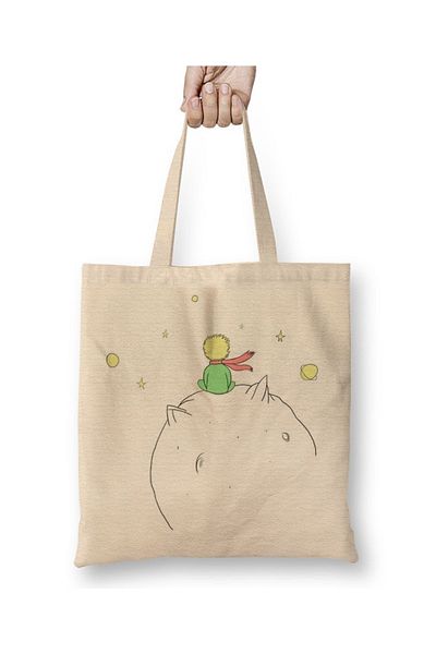 Baskı Dükkanı Micul Prinț Le Petit Prince Geantă Pânză Mâner Lung