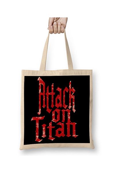 Baskı Dükkanı Attack On Titan Font Logo 001 υφασμάτινη τσάντα με μακριά λαβή