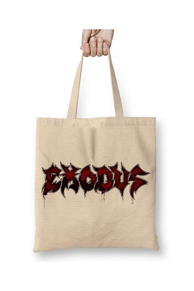 Baskı Dükkanı Geantă din pânză Exodus Slayer Testament Metallica Overkill Sodom cu mâner lung