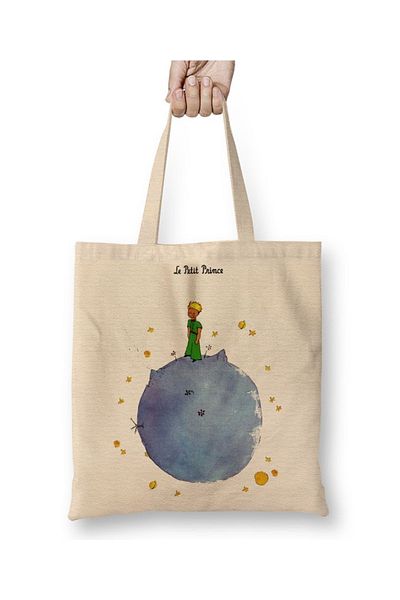 Baskı Dükkanı Ο μικρός πρίγκιπας Le Petit Prince υφασμάτινη τσάντα με μακριά λαβή