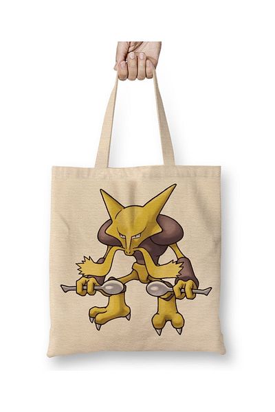 Baskı Dükkanı Pokemon Alakazam υφασμάτινη τσάντα με μακριά λαβή