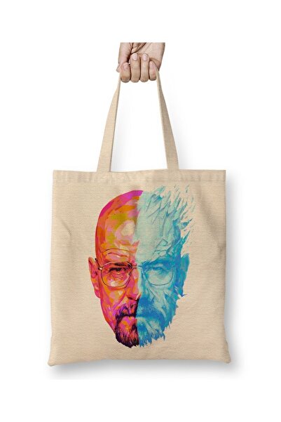 Baskı Dükkanı Geantă din pânză Walter White și Heisenberg cu mâner lung
