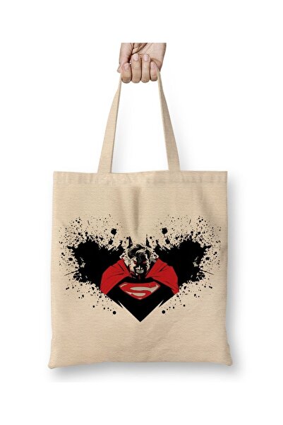 Baskı Dükkanı Τσάντα υφασμάτινη με μακριά λαβή Batman Superman Superman Spide...