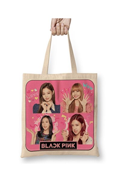 Baskı Dükkanı Blackpink 01 Geantă din pânză cu mâner lung