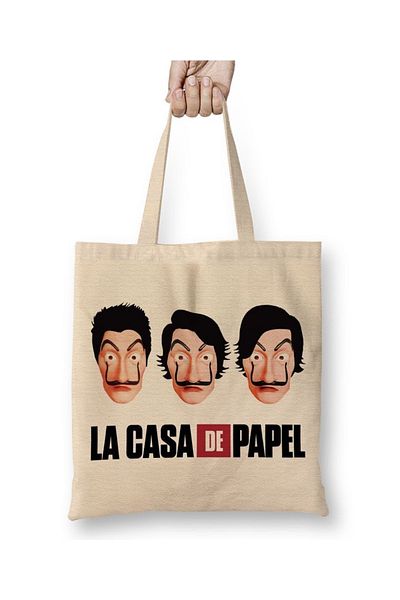 Baskı Dükkanı La Casa De Papel 02 Geanta Pânză Mâner Lung