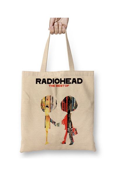 Baskı Dükkanı Radiohead The Best Of Tote Bag cu mâner lung