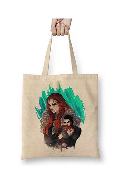 Baskı Dükkanı Game Of Thrones Sansa E Jon υφασμάτινη τσάντα με μακριά λαβή