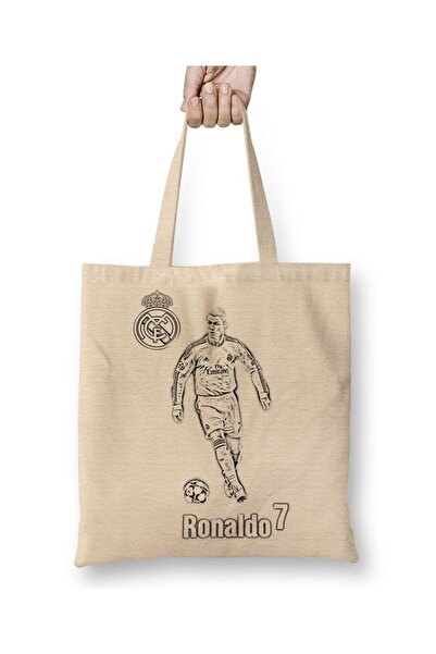 Baskı Dükkanı حقيبة قماش كريستيانو رونالدو بيد طويلة