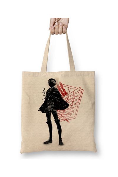 Baskı Dükkanı Attack On Titan Crimson Levi υφασμάτινη τσάντα με μακριά λαβή