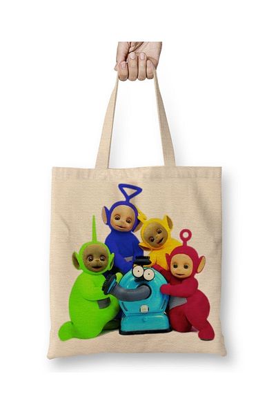Baskı Dükkanı Geantă din pânză Teletubbies 06 cu mâner lung