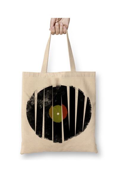 Baskı Dükkanı Tkanina za retro muzičke ploče Torba duga Sa ručkom