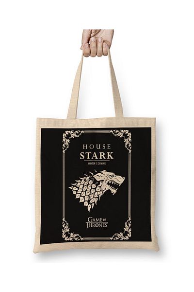 Baskı Dükkanı Geantă din pânză Game Of Thrones House Stark cu mâner lung