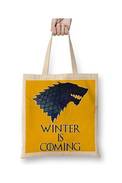 Baskı Dükkanı Stark Logo Game Of Thrones υφασμάτινη τσάντα με μακριά λαβή