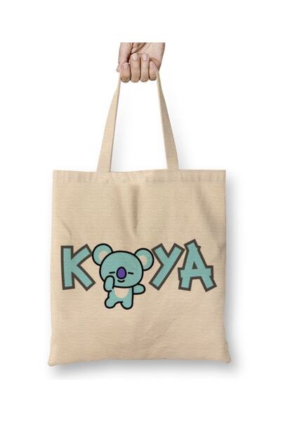 Baskı Dükkanı Bt21 Koya Bts Geantă din pânză cu mâner lung