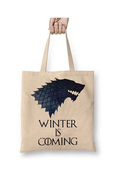 Baskı Dükkanı Stark Logo Game Of Thrones υφασμάτινη τσάντα με μακριά λαβή