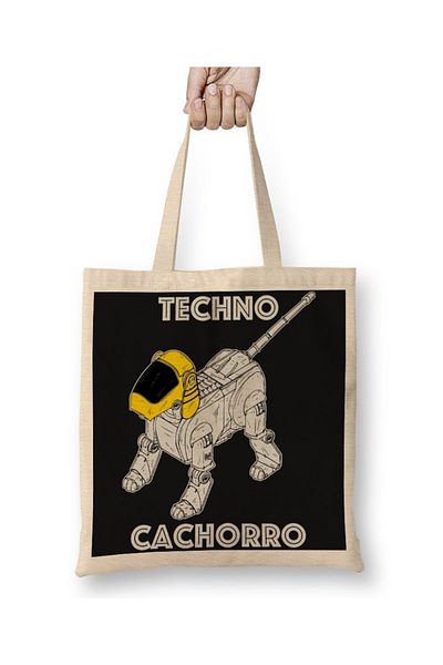 Baskı Dükkanı Υφασμάτινη τσάντα Techno Cachorro με μακριά λαβή