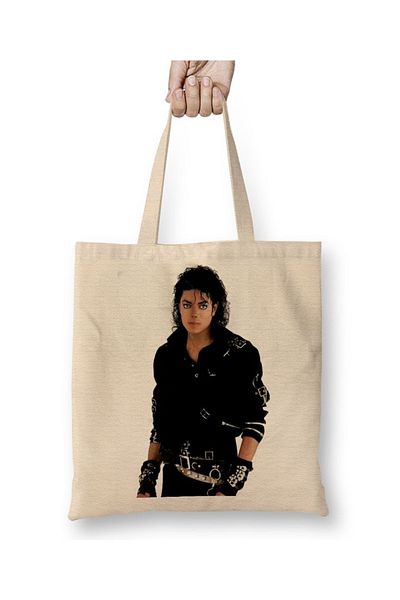 Baskı Dükkanı Geantă din pânză Michael Jackson Bad cu mâner lung