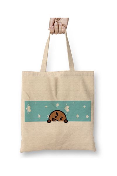 Baskı Dükkanı Bt21 Shooky Banner Bts Geantă din pânză cu mâner lung