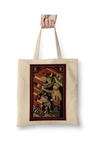 Baskı Dükkanı Geantă din pânză King Koopa Super Mario Bros cu mâner lung