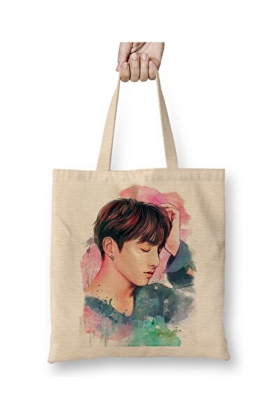 Baskı Dükkanı Bts Jungkook fanart tkanina Torba duga Sa ručkom