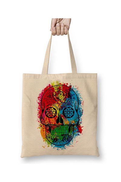Baskı Dükkanı Υφασμάτινη τσάντα Caveira Fun Skull με μακριά λαβή