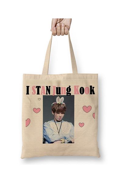 Baskı Dükkanı Geantă din pânză Bts Jung Kook Baseball cu mâner lung