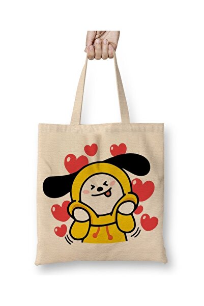 Baskı Dükkanı Geantă din pânză Bt21 Chimmy Bts cu mâner lung