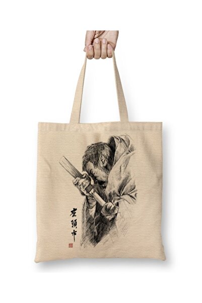 Baskı Dükkanı Zatoichi Tkanina za oštricu za crtanje Torba Dugačka Sa ručkom