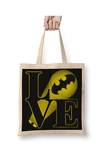 Baskı Dükkanı Τσάντα υφασμάτινη Batman Bat Love με μακριά λαβή