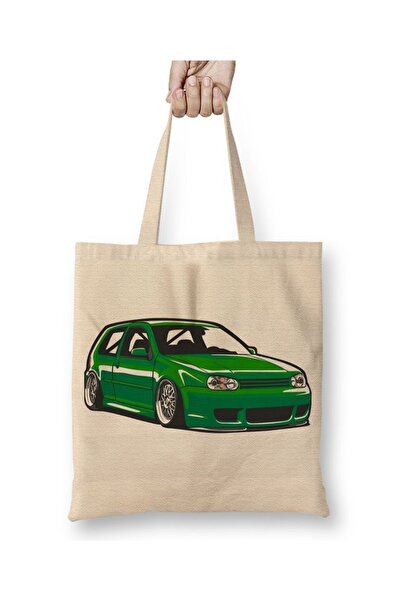 Baskı Dükkanı Stanced Out Golf Mk4 Zeleni platno Torba Dugi Sa ručkom