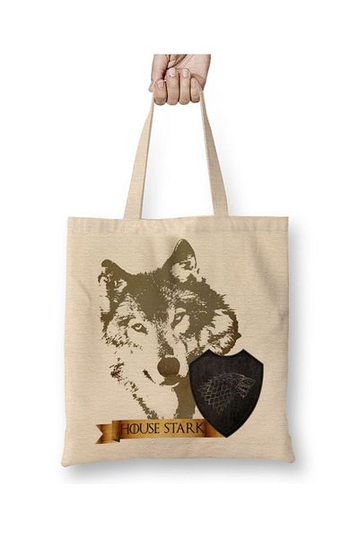 Baskı Dükkanı Υφασμάτινη τσάντα House Stark με μακριά λαβή