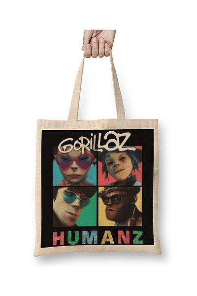Baskı Dükkanı Gorillaz Girls Just Wanna Have Fun υφασμάτινη τσάντα με μακριά λαβή