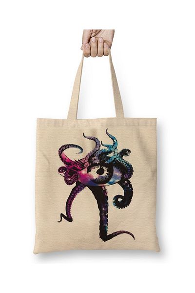 Baskı Dükkanı Υφασμάτινη τσάντα Octopus Eye με μακριά λαβή