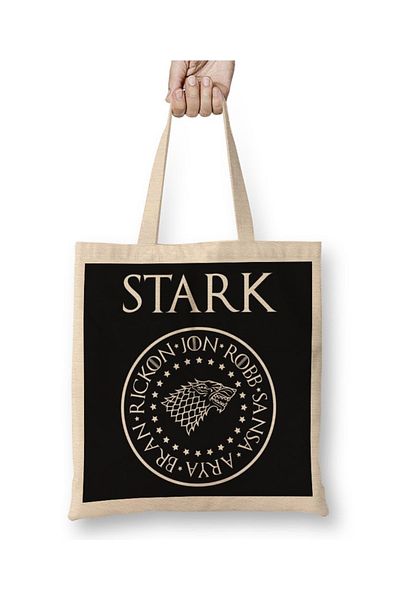 Baskı Dükkanı Υφασμάτινη τσάντα με λογότυπο Casa Stark με μακριά λαβή