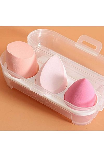 Sildne Colorful Makeup Sponge Set with Plastic Box 3 Pieces