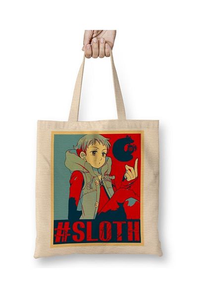 Baskı Dükkanı Οι Επτά Θανάσιμοι Αμαρτίες King Sloth υφασμάτινη τσάντα με μακριά λαβή