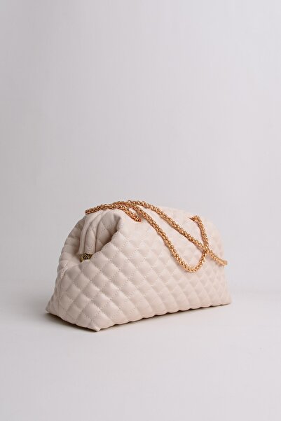 Berlesi Geantă cu lanț matlasată de damă bej