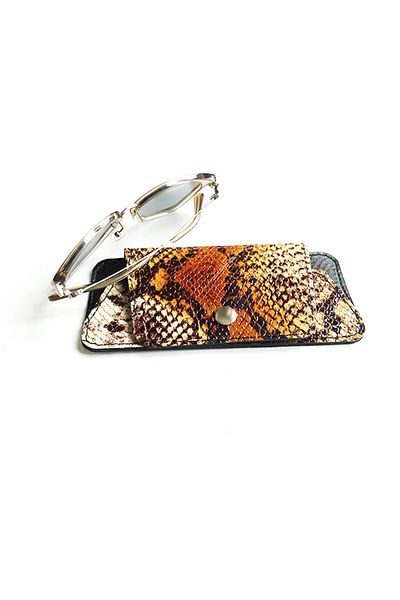 ViP GiFT Glasses Case Glasses Container Genuine Leather Snake