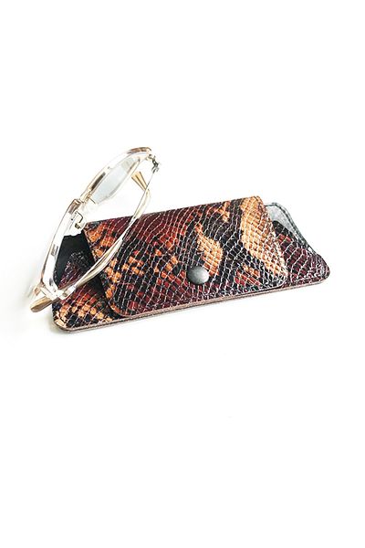 ViP GiFT Glasses Case Glasses Container Genuine Leather Snake