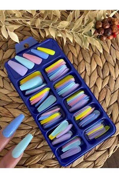 SYBELLE KOZMETİK 100 Adet Renkli Balerin Takma Tırnak