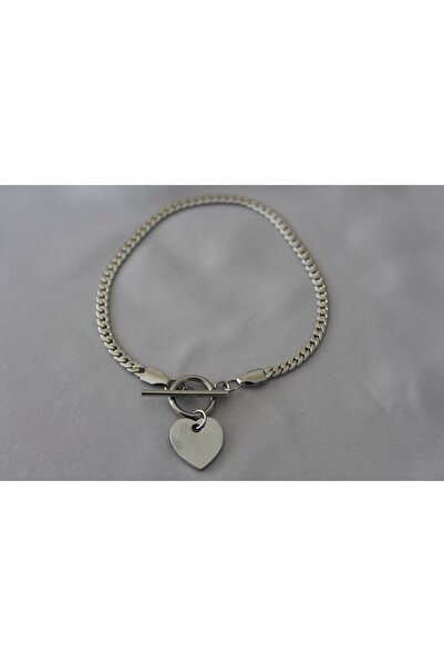 eGRAPEE خلخال نسائي من الفولاذ الفضي على شكل قلب