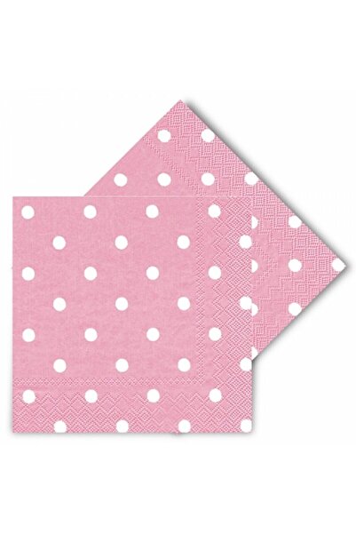 Parti dolabı 20li Beyaz Puantiyeli Açık Pembe Peçete