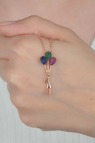 ESSARE 925 Ayar Balonlu Kız Kadın Gümüş Kolye